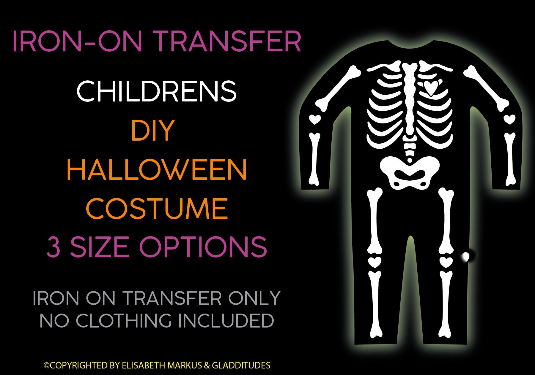 Diy Bügelbild Halloween Kinder Skelett Kostüm Torso, Arm - Und Beinknochen von Gladditudes