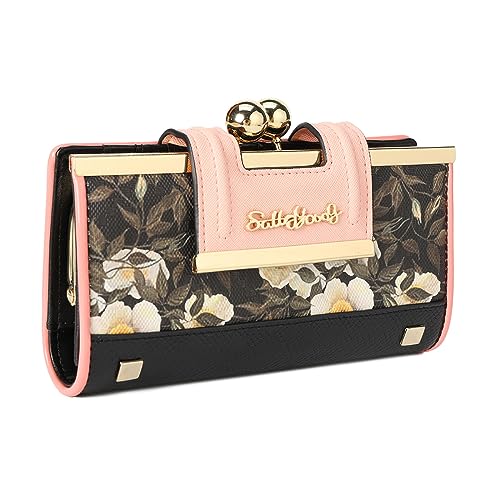 Gladdon Damen Geldbörse mit Blumenmuster – Vintage Portemonnaie mit 10 Kartenfächern, Sichtfenster, Kleingeldfach und 3 Fächern – Elegante Brieftasche für Frauen von Gladdon
