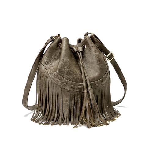 Gladdon Beuteltasche Damen, Große Handtasche, Umhängetasche damen mittelgroß, Damen Tasche Fransen Quaste, Handbags for Women, Crossbody, Retro Hobo von Gladdon