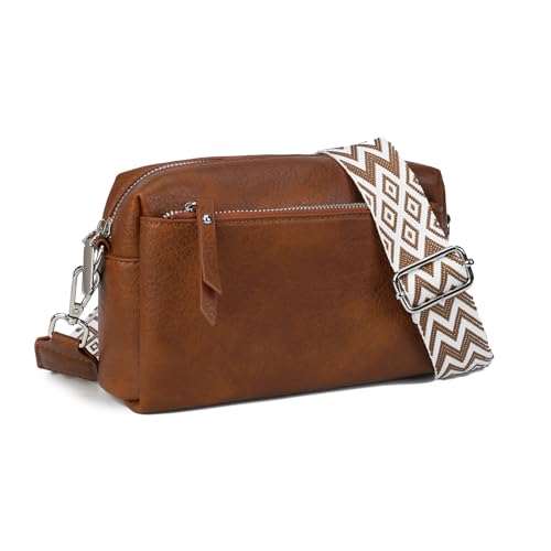 Gladdon Damen Handtasche,Handy Umhängetasche Mit Kartensteckplatz Schultertasche Veganes Leder Tasche Verstellbarer und abnehmbarer Schultergurt(Braun) von Gladdon