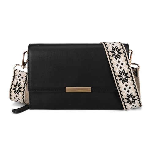 Gladdon Umhängetasche Damen Klein Schwarz – Crossbody Bag mit Abnehmbarem Schultergurt, Kleine Handtasche auch als Clutch oder Geldbörse nutzbar von Gladdon