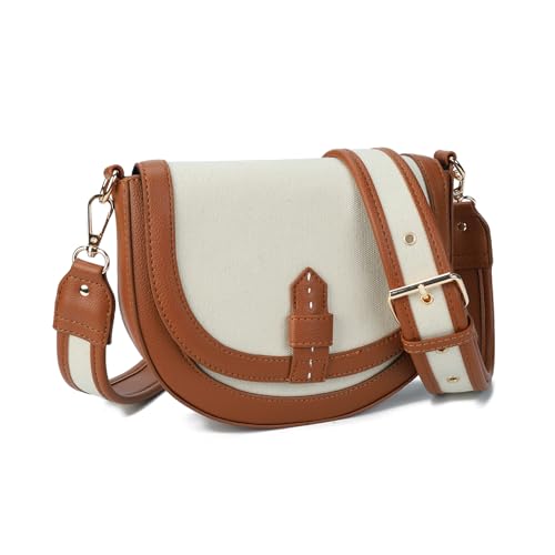 Gladdon Damen Handy Umhängetasche Kleine Handtasche,Crossbody Bag Schultertasche Reißverschlussfächern Canvas und Veganes Leder mit Verstellbar Abnehmbar Schultergurt(Braun) von Gladdon