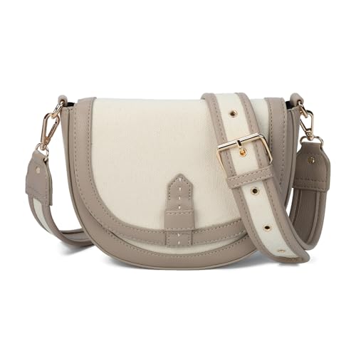 Gladdon Damen Handy Umhängetasche Kleine Handtasche,Crossbody Bag Schultertasche Reißverschlussfächern Canvas und Veganes Leder mit Verstellbar Abnehmbar Schultergurt(Grau) von Gladdon