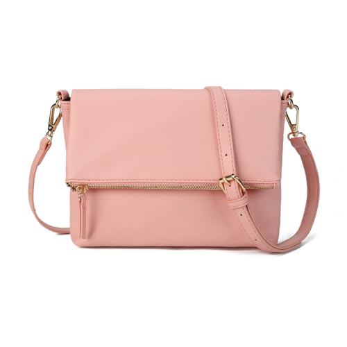 Gladdon Damen Klein Handtasche Umhängetasche,Crossbody Tasche Schultertasche Elegant Clutch Messenger PU-Leder Taschen Für Täglich Arbeit Einkaufen(Lackleder glänzend Rosa) von Gladdon