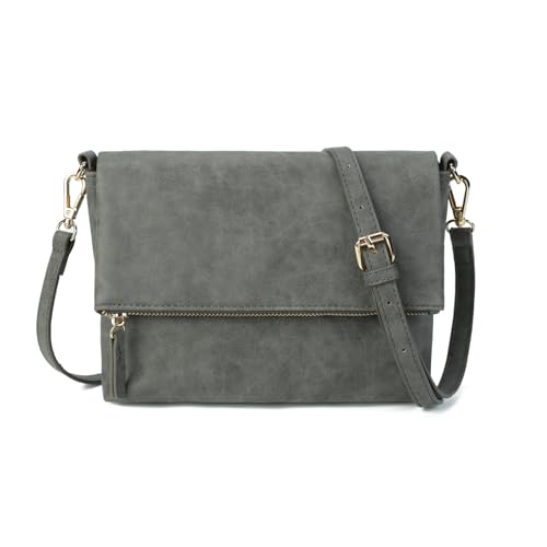 Gladdon Damen Klein Handtasche Umhängetasche,Crossbody Tasche Schultertasche Elegant Clutch Messenger PU-Leder Taschen Für Täglich Arbeit Einkaufen(dunkelgrau) von Gladdon