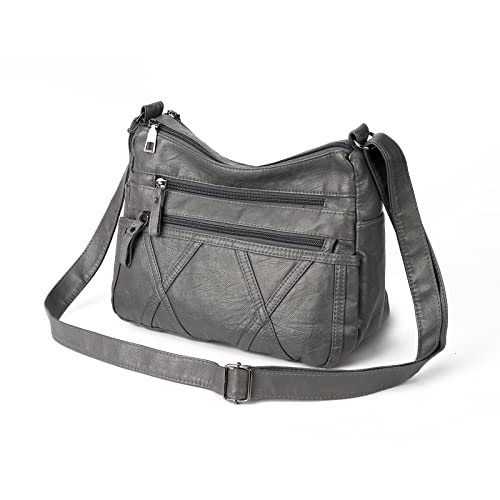 Gladdon Handtasche Für Damen,Klein Umhängetasche Wasserdicht Messenger Tasche Mehrere Taschen Schultertasche(Grau) von Gladdon