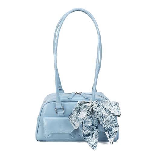 Gladdon Handtaschen Damen, Top-Handle Hobo-Taschen, Multi-Taschen Tote Handtasche, Mode Schals Bogen verziert Umhängetasche, glänzendes PU-Leder, Geschenk für Damen und Mädchen von Gladdon