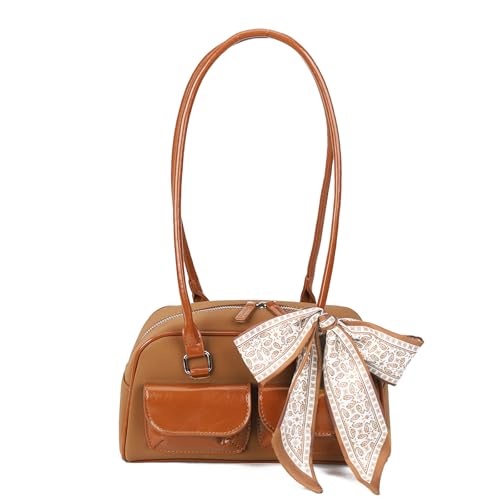 Gladdon Handtaschen Damen, Top-Handle Hobo-Taschen, Multi-Taschen Tote Handtasche, Mode Schals Bogen verziert Umhängetasche, glänzendes PU-Leder, Geschenk für Damen und Mädchen von Gladdon