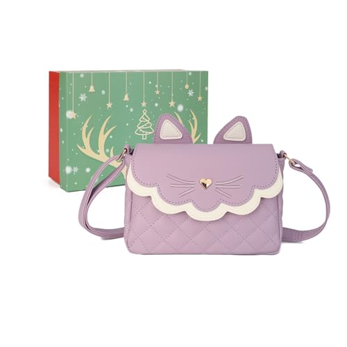 Gladdon Katze Handtasche,klein Umhängetasche Katzentasche crossbody bag niedliche kleine Messenger Tasche Verstellbarer Schultergurt Geldbörse für Teenager Mädchen Frauen Mit Geschenkbox(Lila) von Gladdon