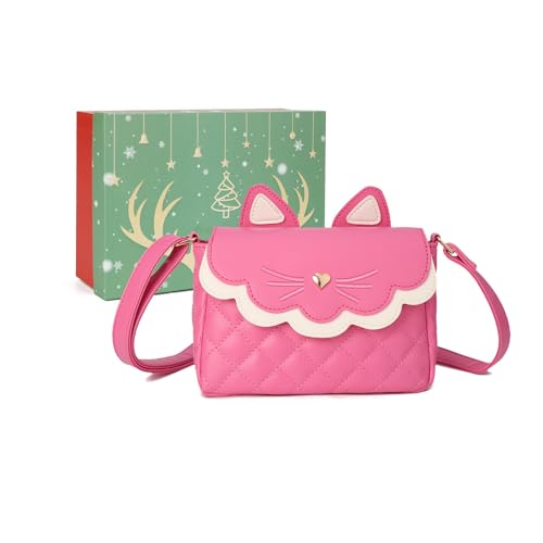 Gladdon Katze Handtasche,klein Umhängetasche Katzentasche crossbody bag niedliche kleine Messenger Tasche Verstellbarer Schultergurt Geldbörse für Teenager Mädchen Frauen Mit Geschenkbox(Rosarot) von Gladdon