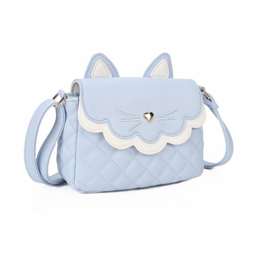 Gladdon Katze Umhängetasche crossbody bag niedliche kleine Messenger Tasche Verstellbarer Schultergurt Geldbörse für Teenager Mädchen Frauen Original Design（Blau） von Gladdon