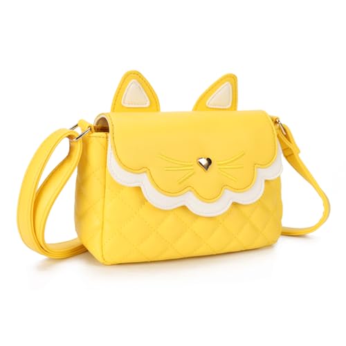 Gladdon Katze Umhängetasche crossbody bag niedliche kleine Messenger Tasche Verstellbarer Schultergurt Geldbörse für Teenager Mädchen Frauen（Gelb） von Gladdon