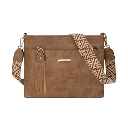 Gladdon Kleine Handtasche Damen,Mittelgroß Umhängetasche Veganes Leder Schultertasche Crossbody Bag Mehrere Fächertaschen mit Verstellbar Abnehmbar Breiter Gurt von Gladdon