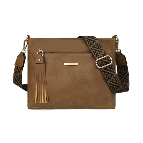 Gladdon Kleine Handtasche Damen,Mittelgroß Umhängetasche Veganes Leder Schultertasche Crossbody Bag Mehrere Fächertaschen mit Verstellbar Abnehmbar Breiter Gurt von Gladdon