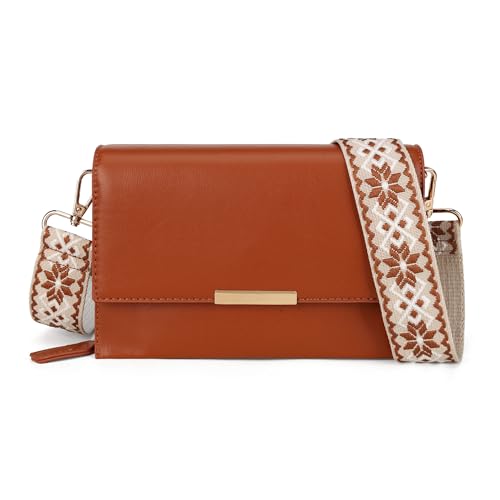 Gladdon Umhängetasche Damen Klein Braun – Modische Crossbody Tasche mit Kartenfächern, Vielseitig als Schultertasche, Clutch oder Portemonnaie tragbar von Gladdon