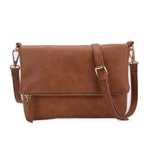 Gladdon Umhängetasche Handtasche Damen,Klein Crossbody Tasche Schultertasche Handytasche Messenger PU-Leder Taschen Für Täglich Arbeit Einkaufen(BRAUN) von Gladdon