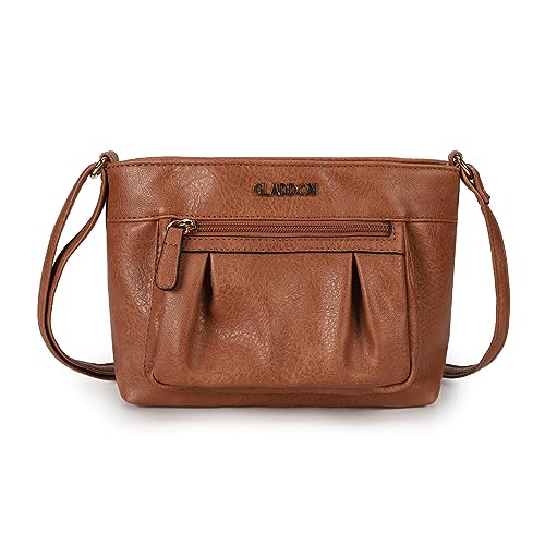 Gladdon Umhängetasche Damen Kleine,Frauen Leichte Umhängetasche Multi Pocket Casual Wasserdichte Vintage Messenger Tasche(Braun) von Gladdon