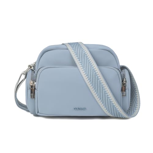 Gladdon Umhängetasche Damen, Schultertasche mit Reißverschluss, Crossbody Bag, Leder handtasche klein, Breite Schultergurte Jacquard-Gewebe von Gladdon