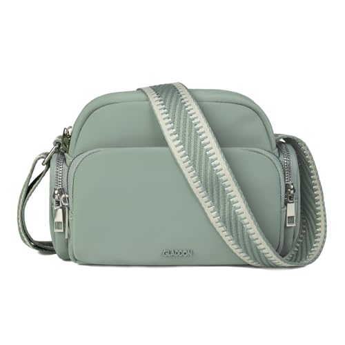 Gladdon Umhängetasche Damen, Schultertasche mit Reißverschluss, Crossbody Bag, Leder handtasche klein, Breite Schultergurte Jacquard-Gewebe von Gladdon