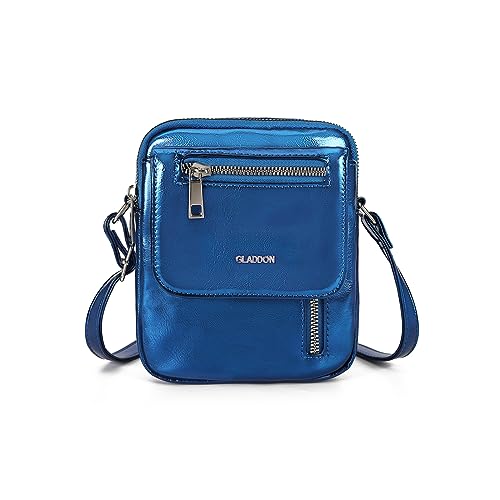 Gladdon EchtesLeder Kleine Handytasche,Umhängetasche mehreren Taschen Zum Umhängen Crossbody Tasche Geldbörse(Blau) von Gladdon