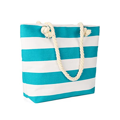 Gloddon Große Strandtasche,Wasserdichter Damen Umhängetasche Beach Tote Bag Handtasche Mit Reißverschluss Sanddichter für Pool Picknick Fitnessstudio(Himmelblau) von Gladdon