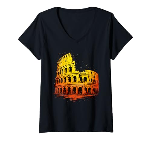 Damen Kolosseum Rom Wahrzeichen Design T-Shirt mit V-Ausschnitt Damen Kolosseum Rom Wahrzeichen Design T-Shirt mit V-Ausschnitt von Gladiators Arena