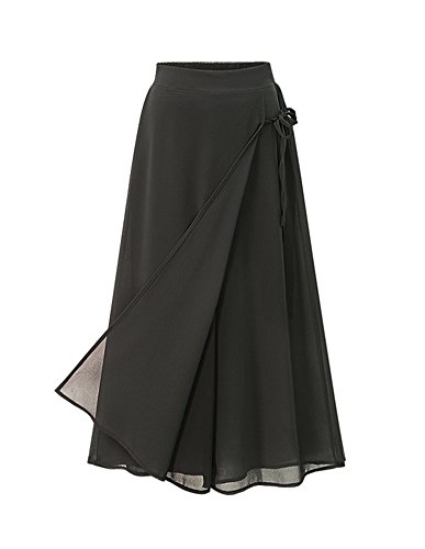 Gladiolus Damen Lockere Lange Elastische Unifarben Große Größe Weites Bein Hose Leicht Weich-Gefühl Hosenrock Schwarz 4XL von Gladiolus