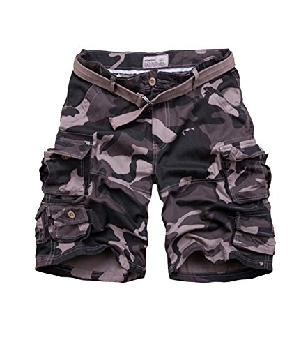 Gladiolus Herren Jogg Shorts Sportshorts Knielang Kurze Hose Shorts Bermudas Hosen Cargo Shorts Dunkle Tarnung XL von Gladiolus