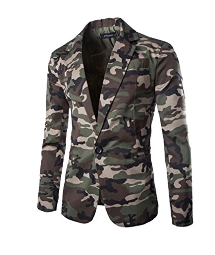 Gladiolus Herren Lässig Camouflage Slim Fit Blazer Anzugjacke Sakko Blazer Casual Sakko Armeegrün M von Gladiolus