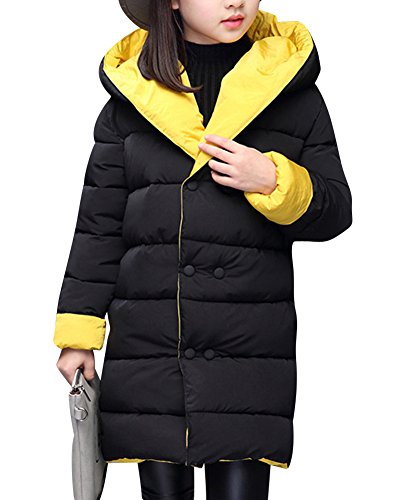 Gladiolus Mädchen Winterjacke Wintermantel Dicker Lange Mantel Mit Kapuze Oberbekleidung Outwear Gelb 130CM von Gladiolus