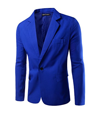 Herren Sakko Blazer Slim Fit Business Lässig EIN Knopf Jacke Blazer Sakko Blau XL von Gladiolus