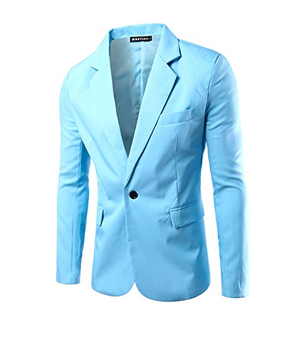 Herren Sakko Blazer Slim Fit Business Lässig EIN Knopf Jacke Blazer Sakko Hellblau L von Gladiolus