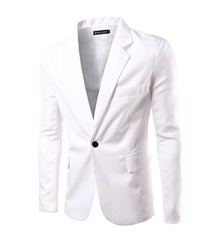 Herren Sakko Blazer Slim Fit Business Lässig EIN Knopf Jacke Blazer Sakko Weiß L von Gladiolus