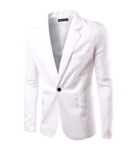 Herren Sakko Blazer Slim Fit Business Lässig EIN Knopf Jacke Blazer Sakko Weiß XL von Gladiolus