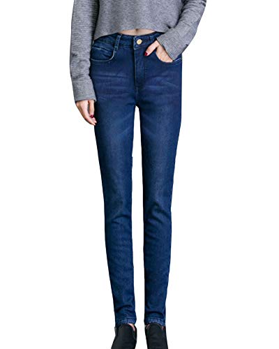 GladiolusA Damen Push Up Jeanshose Winter Hohe Taille Thermo Jeans Leggings Denim Hosen Freizeit Leggins Große Größe 3077Blau 28 von GladiolusA