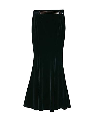 Damen Vintage Fischschwanz Rock Meerjungfrau Bodycon Lange Röcke Abendrock Schwarz 2XL von GladiolusA