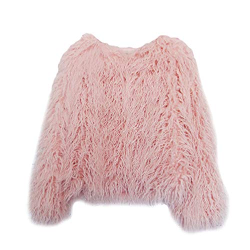GladiolusA Damen Mantel Winter Warm Faux Fur Kunstfell Jacke Kurz Mantel Pink 3XL von GladiolusA