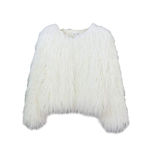 GladiolusA Damen Mantel Winter Warm Faux Fur Kunstfell Jacke Kurz Mantel Weiß XL von GladiolusA