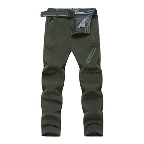 GladiolusA Herren Hosen Atmungsaktiv Outdoorhose Softshellhose Wanderhose Jogging Berghose Trekkinghose Winddicht Warm Große Größen Armee-Grün 5XL von GladiolusA