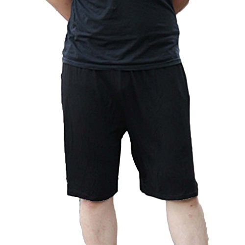 GladiolusA Herren Schlafanzughose Bermudas Shorts Kurz Hose Unterwäsche Pyjamahose Bottoms Lockere Passform Zum Schlafen Freizeit Schwarz 6XL von GladiolusA