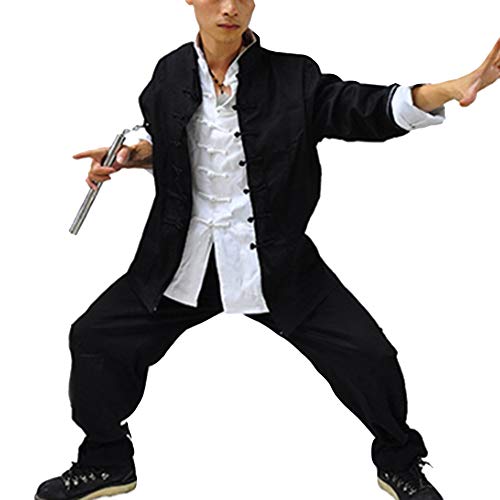 Herren 3 Anzüge Tang Kung Fu Tai Chi Kampfkunst Jacke + Shirt + Hosen Schwarz XL von GladiolusA