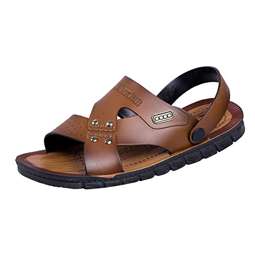 Herren Strandschuhe Sandalen Sommer Kunstleder Freizeitschuhe Sommerschuhe Braun 43 von GladiolusA