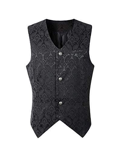 Herren Weste Steampunk Gothic Viktorianisch Vest Retro Kurz Oberteil Tops Anzugweste Kostüm Schwarz L von GladiolusA