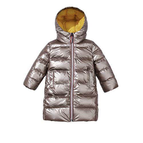 Kinder Junge Mädchen Daunenjacken Wasserabweisend Daunenmantel Fashion Lang Kälteschutz Jacke Lang Kälteschutz Mantel Mit Kapuze Gold 140CM von GladiolusA