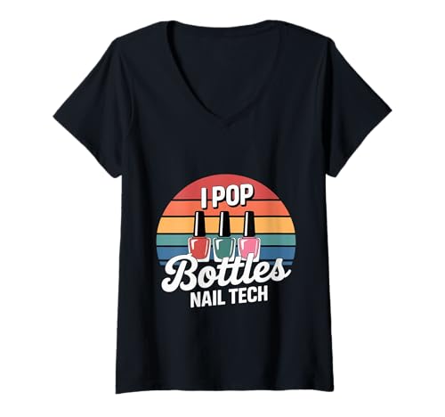 Damen I Pop Bottles Nail Tech Glam Experte Beauty - T-Shirt mit V-Ausschnitt Damen I Pop Bottles Nail Tech Glam Experte Beauty - T-Shirt mit V-Ausschnitt von Glam Nail Tech Beauty