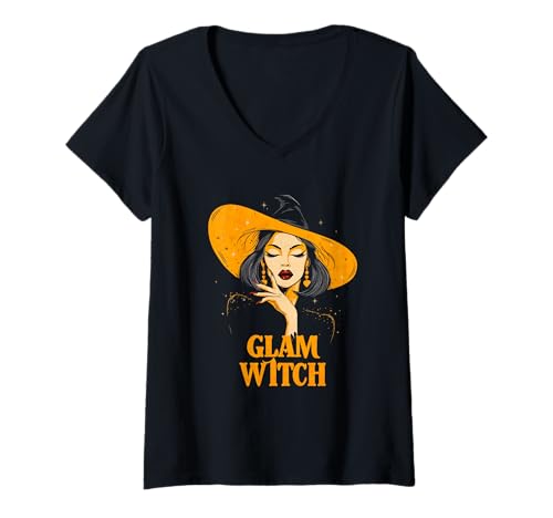 Damen Glamouröse Hexe und Witchcore-Mystikerin T-Shirt mit V-Ausschnitt Damen Glamouröse Hexe und Witchcore-Mystikerin T-Shirt mit V-Ausschnitt von Glam Witches Mystic Kollektion