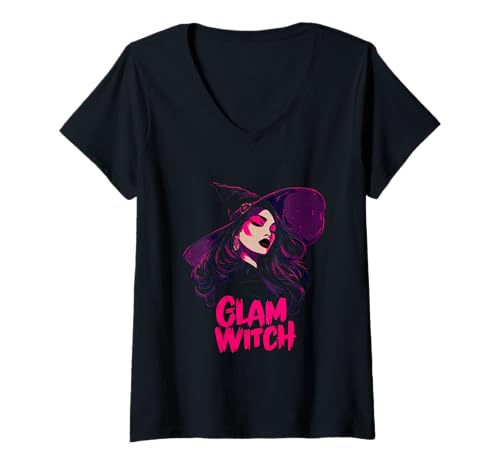 Damen Glamouröse Hexe und Witchcore-Mystikerin T-Shirt mit V-Ausschnitt Damen Glamouröse Hexe und Witchcore-Mystikerin T-Shirt mit V-Ausschnitt von Glam Witches Mystic Kollektion