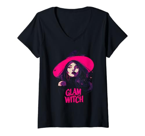 Damen Glamouröse Hexe und Witchcore-Mystikerin T-Shirt mit V-Ausschnitt Damen Glamouröse Hexe und Witchcore-Mystikerin T-Shirt mit V-Ausschnitt von Glam Witches Mystic Kollektion