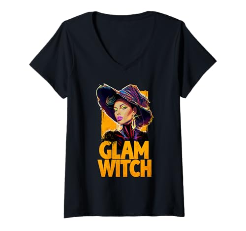Damen Glamouröse Hexe und Witchcore-Mystikerin T-Shirt mit V-Ausschnitt Damen Glamouröse Hexe und Witchcore-Mystikerin T-Shirt mit V-Ausschnitt von Glam Witches Mystic Kollektion