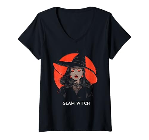 Damen Glamouröse Hexe und Witchcore-Mystikerin T-Shirt mit V-Ausschnitt Damen Glamouröse Hexe und Witchcore-Mystikerin T-Shirt mit V-Ausschnitt von Glam Witches Mystic Kollektion